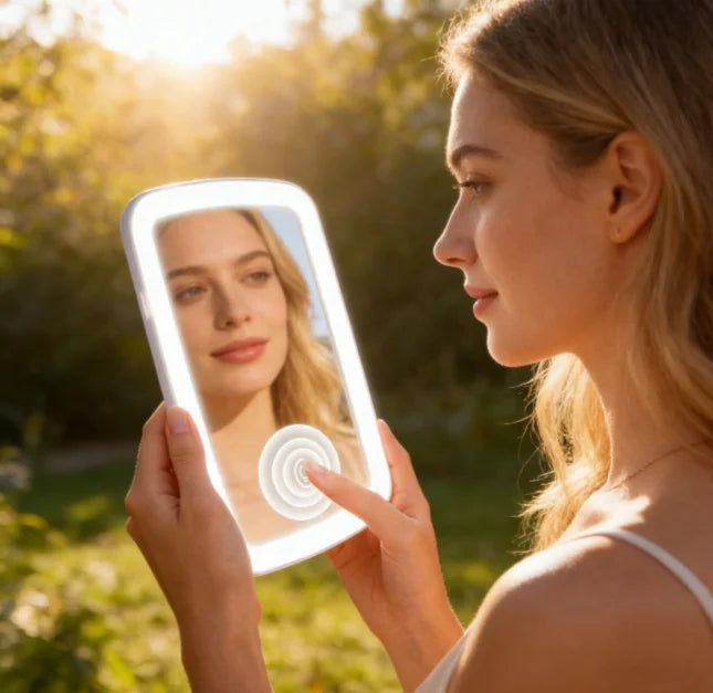 Custom Square LED Lighted Foldable USB Powered Vanity Makeup Mirror Portable ABS Plastic Desktop Bathroom Box in Various Sizes