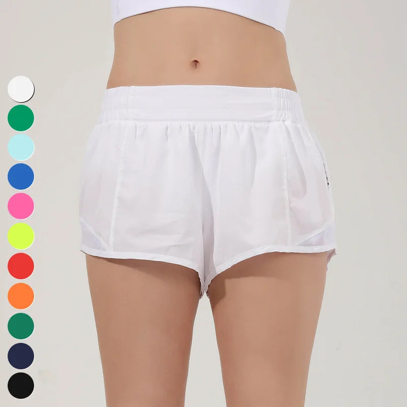 New Lined Drawstring Hot Shorts Breathable Quick-drying Sports Shorts Low-Rise Running Fitness Trousers Women Sports Shorts