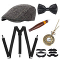 1920S 20S Cosplay Gangster Set Men Party Props Berets Cigar Suspender Pocket Watch Gatsby Costume Accessories Set