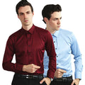 Mens No Iron Button Down Tuxedo Shirts Stretch Anti Wrinkle Male Blouse Business Office Tops Formal Shirt