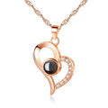 Fashion Valentines Day Gift 100 Languages Love Memory I Love You Projection Heart Necklace