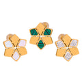 New Ins Stainless Steel 18K Gold PVD Plating Six-Pointed Star Rhombus Colorful Rhinestone Geometric Ear Studs Earrings for Girl
