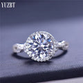 Silver 925 Original Round Brilliant Cut 2 Carat Diamond Test Past D Color Moissanite Interlocking Wedding Ring Fine Jewelry