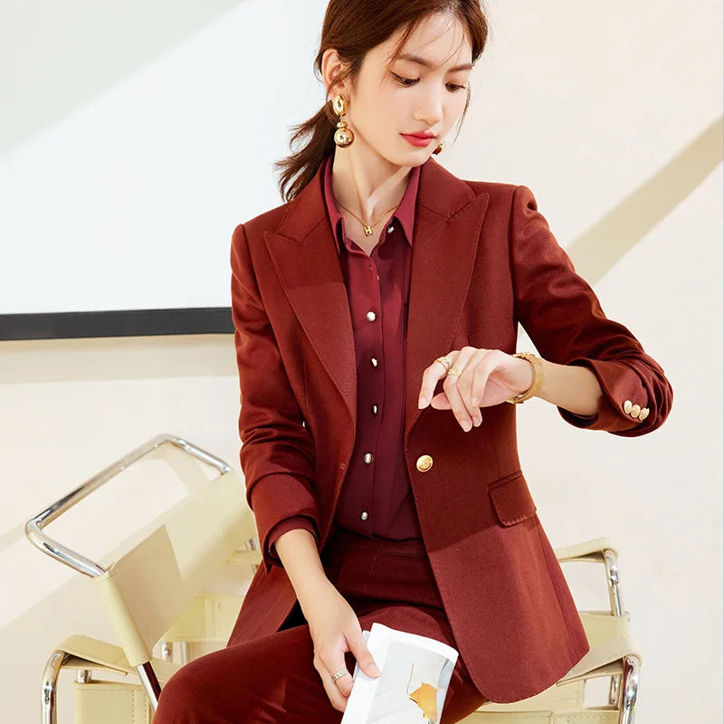 Factory Wholesale Ladies Professional Women's Business Suit & Blazer for Spring and Autumn Woven With Button Decoration