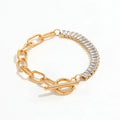 High End Gold Plated Luxury Rectangle Pave Link Chain Bracelet for Women Wholesale Jewelry