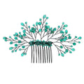 Handmade Wedding Green Crystal Hair Combs Accessories Bridal Headpiece Jewelry Hair Clips for Women