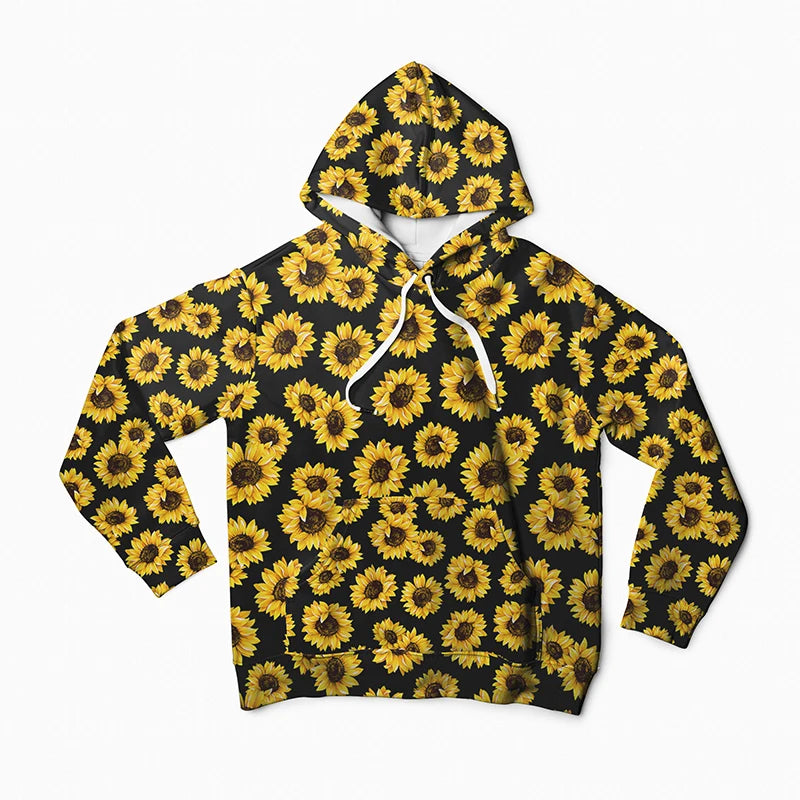 Spring Summer Sun Flower Printing Women Pullover Custom Sweatshirt Plus Size S-3XL  Graphic Hoodies for Women