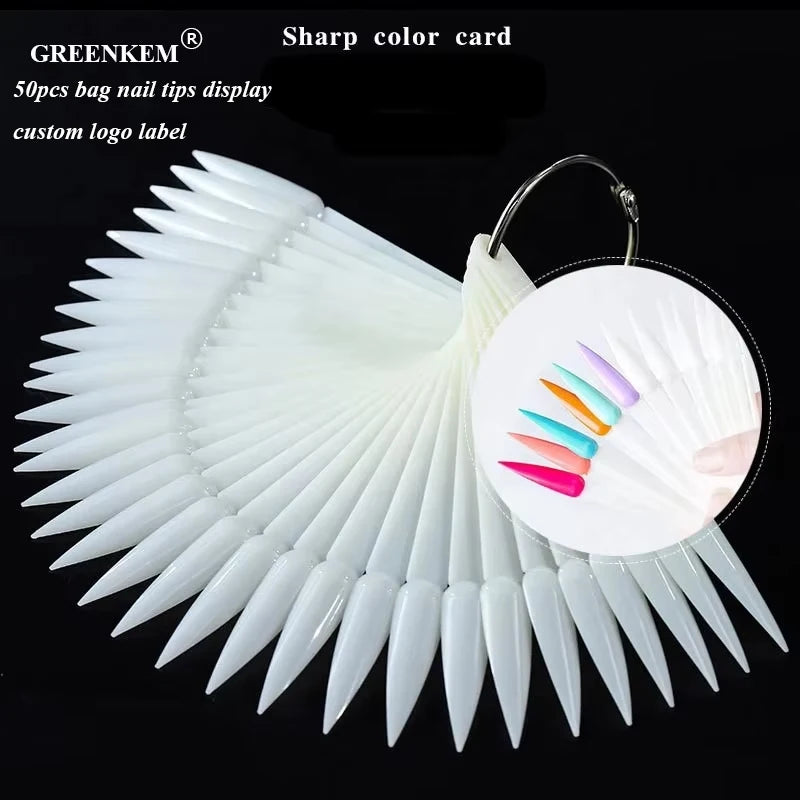 High Quality Sharp 50 Tips Natural Clear White Black Dropshipping Nail Tips Display Nail Gel Polish Practice Swatch Color Chart