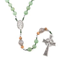 Catholic Gift Green Aventurine Stones Handmade Rosary Natural Jade Stone Cord Rope Knots Cross Necklace MegaBDM