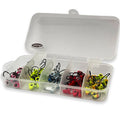 TAKEDO JY59 1.7g Suit 50pcs/BOX Pack 5 Colors Triangle Soft Worm Lures Hook Ice Fishing Lead Jig Head Rock Fishing Lures