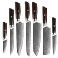 7 Piece Damascus Steel Kitchen Knife Set Chef Kiritsue Slicing Nakiri Utility Paring Knife 67 Layer VG10 Steel Kitchen Knives