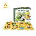 Kid Creative Dinosaur Cartoon Plastic DIY Assembly Puzzle Railway Road Builder Electric Rail Vehicle Set Dinosaur Track Car Toys