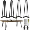 WELLTOP Metal Black Industrial Replacement Hairpin Legs 22 Inch 3 Rod Rubber Floor Protector for Kitchen Hotel & Outdoor Use
