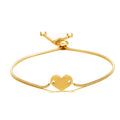 Stainless Steel Trendy Engraved Heart Charm DIY Love Gift 3 Colors Jewelry Making Adjustable Box Chain Bracelet
