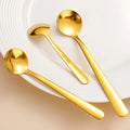 304 Stainless Steel Gold Coffee Stirring Spoon Restaurant Dessert Spoon Light Luxury Mirror Metal Small Round Spoon