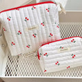 Wholesale Cheap Beautiful Bags Ladies Travel Storage Bag Retro Cherry Women's Cosmetic Bags Cute Design Makeup Zipper