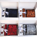 Paisley Neckties With Pocket Squares Custom Tie Pocket Square and Cufflink Set Gift Box Fashion Men Ties and Hanky Set