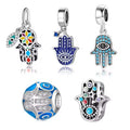 Jewelry Making 925 Sterling Silver Colorful Enamel Eye Hamsa Hand Charms