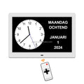 Pros Customizable 10\" Inch Android Prayer Desk Clock Black White Option withAzan Athan Electronic Calendar Day Display