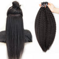 Kinky Straight Microlinks Hair Extensions Human Hair Natural Black I Tip Micro Ring Real Remy Brazilian Hair Machine Double Weft