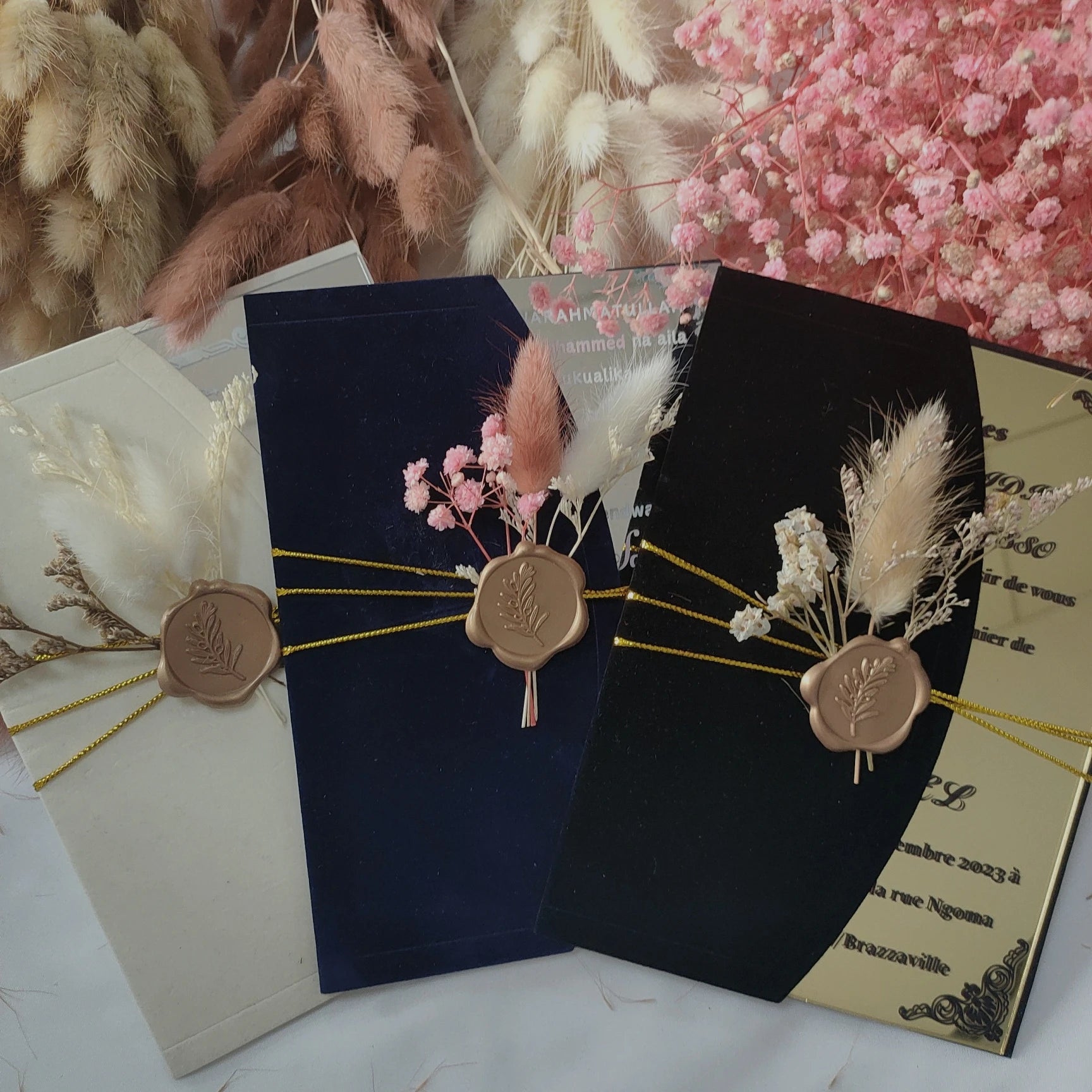 Custom Luxury Glamour Silver Glod Mirror Floral Valentines Clear Plexi Acrylic Wedding Invitations Card With Velvet Envelope