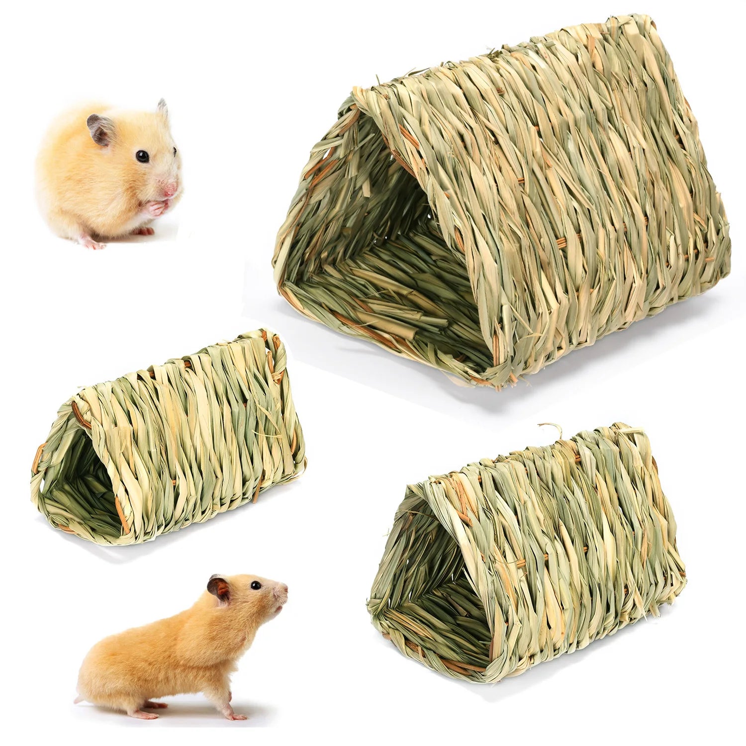 Wholesale Handcrafted Eco-Friendly Large Hamster Hideout House Made of Natural Grass Weave Material