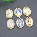 New Style Anti Fading Nickel Free Gold Plating White Blue Enamel Religious Jesus Charms Pendants for Earring Bracelet Necklace