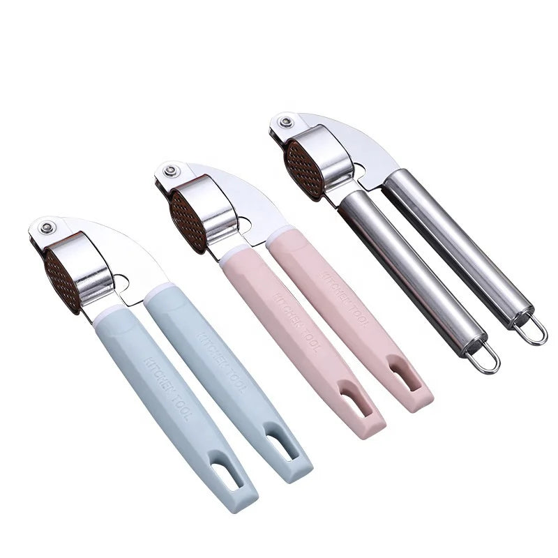 Safe Manual Stainless Steel Household Kitchen Tool Hand Grinder Garlic Press Smasher for Crushing Ginger and Mincing Vegetables