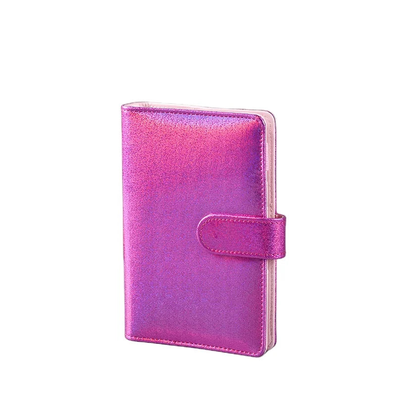 Wholesale A4 A5 A6 File Holder Loose Leaf PU Leather Notebook Binder with Prong Glitter Rings for Students Journal Business