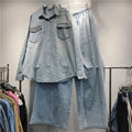 Boutique Wholesale 2026 Autumn New Fashionable Loose Denim Shirt Casual Pants Women's Set
