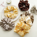 Ins Hot Selling Satin Fabric Jumbo Hair Ties Pure Color Large Elastic Scrunchies Hair Accessories for Women