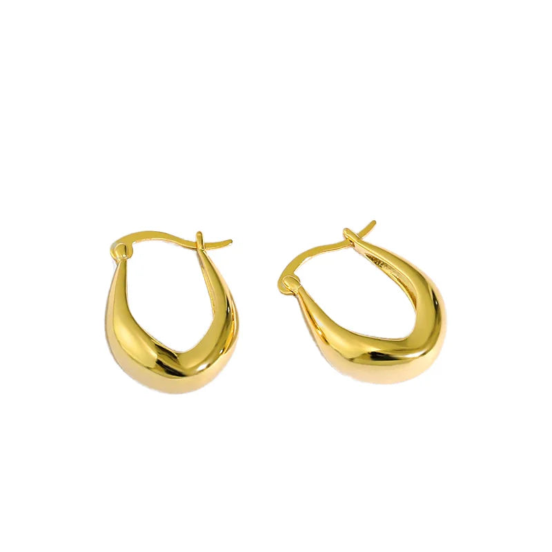 Minimalist 925 Sterling Silver Big Hoop Earrings for Women U Shape with Rhodium and Gold Plating Trendy Jewelry Accessories