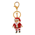 Fashion Crystal Father Christmas Car Keyring Red Rhinestone Santa Claus Keychain for Christmas Gift