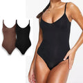 Breathable T Back Tummy Control Shapewear Viscose V-neck Sculpting Thong Bodysuit