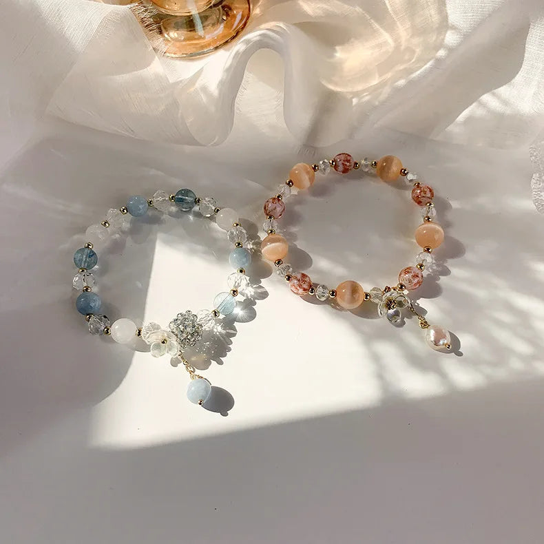 Wholesale Crystal Stone Bracelet Gold Plated Bangle Bracelets Cute Adjustable Children Beaded Bracelet for Ladies Gifts