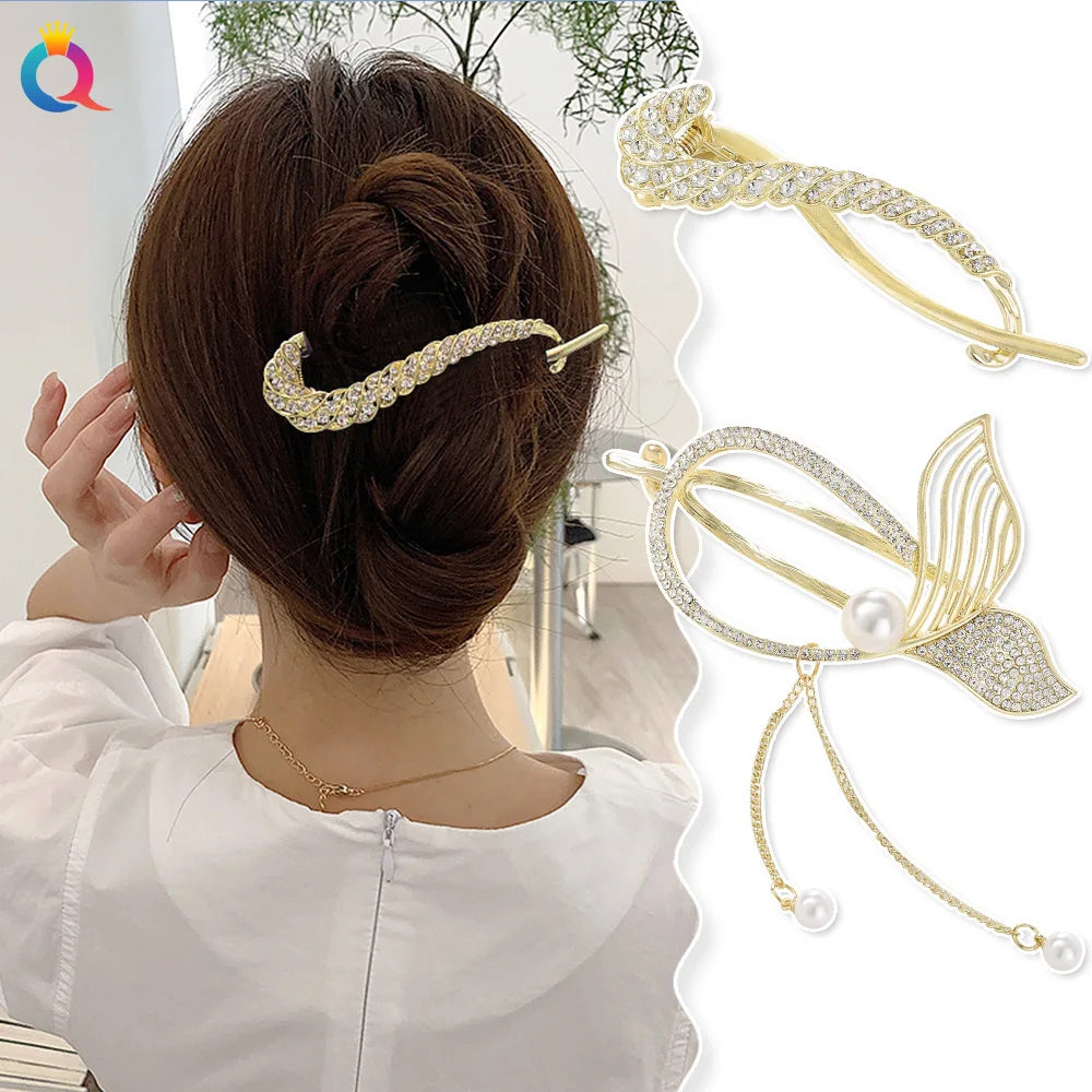 QIYUE Oversized Bowknot Hair Clip Ribbon Spring Clip High-end Sense Clip Hair Accessories