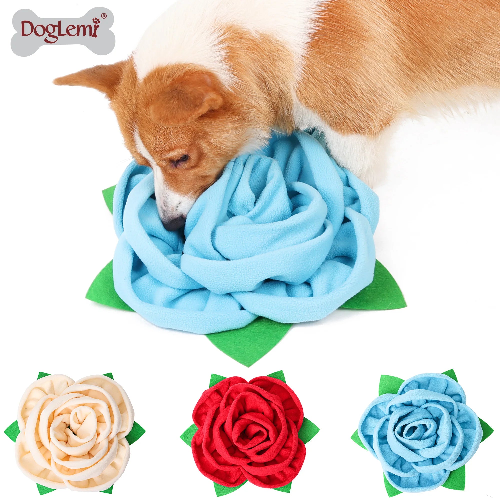 Rose Design Eco-Friendly Soft Dog Sniff Play Mat Modern Cartoon Training Snuffle Mat for Dogs for Feeding and Travel Washable