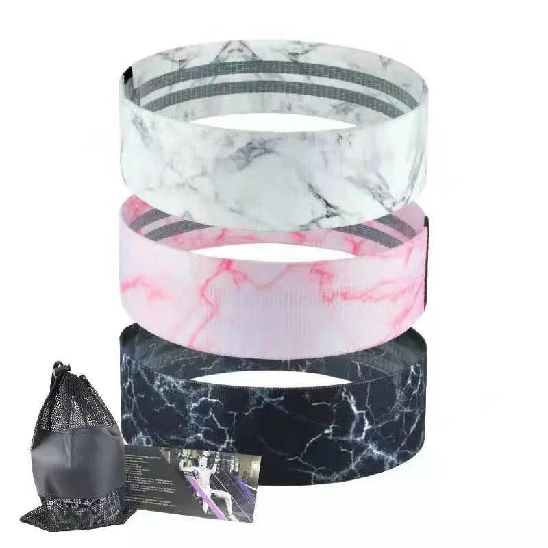 Custom Logo Marble Pattern 3 Levels of Resistance Band Sets Hip Booty Loop Bands Yoga Pilates Fitness Accessories