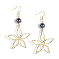 Hawaii Hollow Gold Plated Big Light Weight Summer Islander Flower Shaped Earrings Jewelry for Women