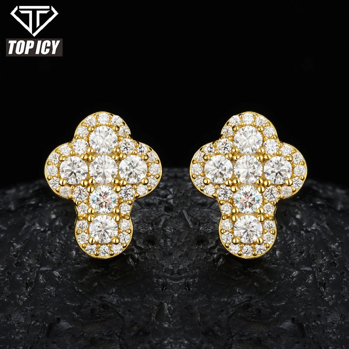 925 Sterling Silver Unisex Hip Hop Jewelry VVS D Moissanite Cross Earrings Iced Out Studs for Weddings Parties Silver Plated MegaBDM