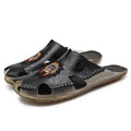 Leather Slippers Summer Closed Toe Beach Breathable Sandal Oxford Sole Casual Comfortable Sandals Men