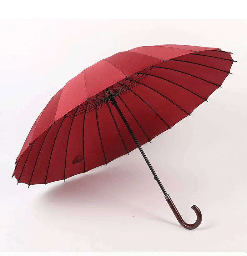24 Ribs Straight Umbrella with Fiberglass Frame and Nylon Material Custom Logo Printing for Business Gifts