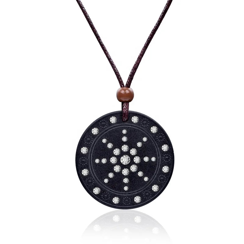 Super Star Scalar Energy Quantum Pendant with CZ Diamond Gift for Children Featuring Negative Ion Card