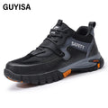 For GUYISA Anti-Static Work Shoes Steel Toe Indestructible Safety Industrial Construction Slip-Resistant Microfiber Comfortable