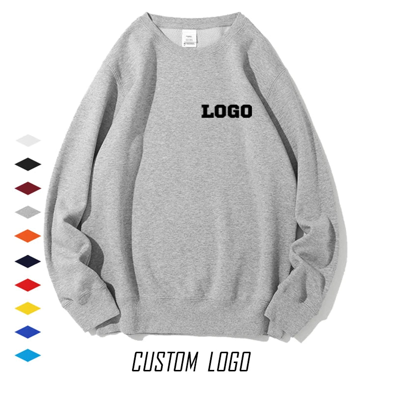 Wholesale Plain Crew Neck Sweatshirt Long Sleeve Cotton Custom Logo Oversize Embroidery Men's Sweatshirt Sweater