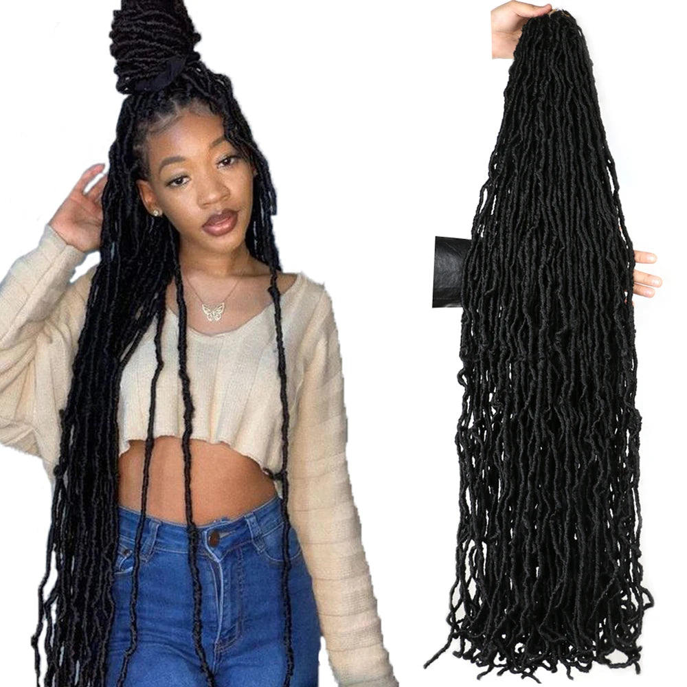 Long Curly Dreadlocks Pre Looped 14 18 24 36 Inch Goddess Locs Crochet Hair Crochet Hair Faux Locs  Soft Locs