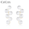 CZCITY Sterling Silver 925 Women's Earing Fashion Luxury Woman Fashionable Wedding Pearl Earring