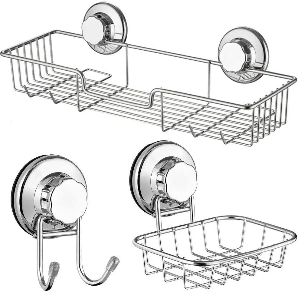 Stainless Steel Metal Corner Mounted Shower Caddy Soap Dish Double Bath Hooks Modern Design Eco-Friendly Durable 3-Year Warranty