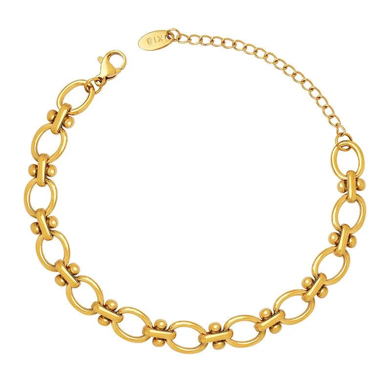 INS Simple Stainless Steel 18K Gold Plated Splice O Chain Bracelet Titanium Steel PVD Personalized Round Circle Chain Bracelet