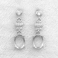 Sterling Silver 7*9mm Semi Mount Stud Eardrops Empty Frame Support Blank Setting S925 Base Without Center Stone DIY for Inlay